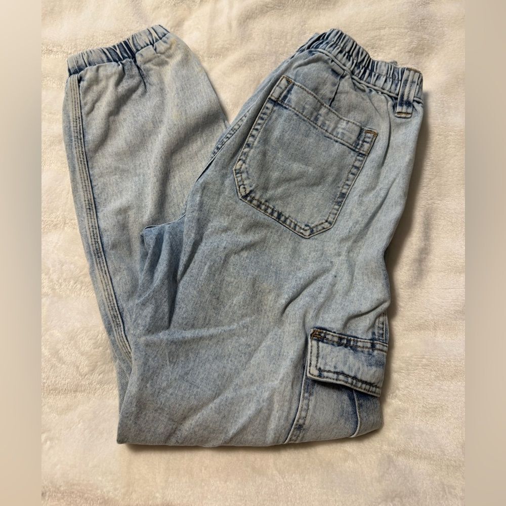 Aeropostale High Rise Jogger Cargo Jeans | Size Small | Light Wash